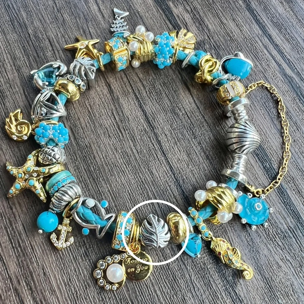 Monstera Leaf, European Charm for Bracelets S925